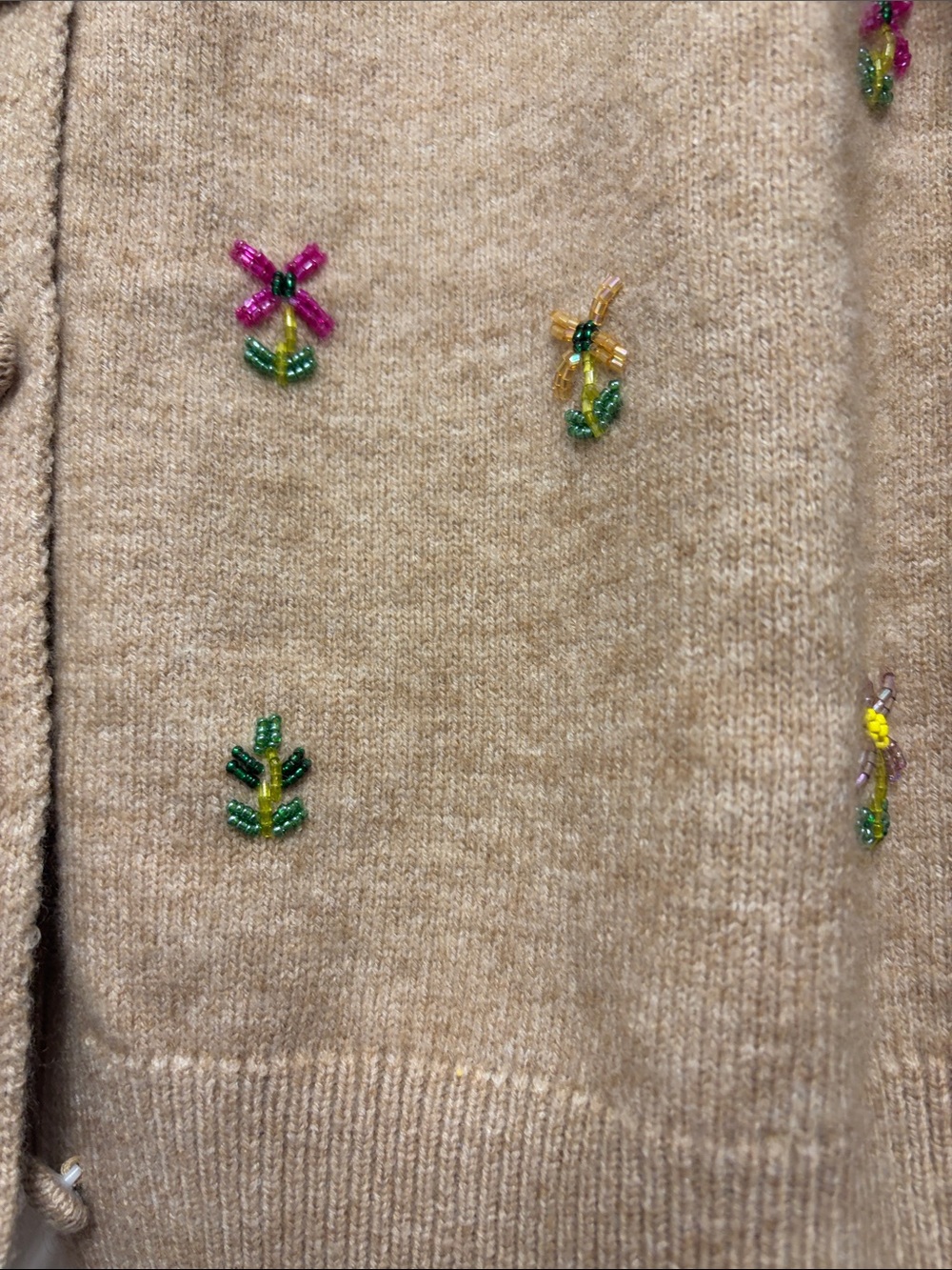 Hyacinth House Beige beaded flower Button-Front Cardigan - Picture 2 of 5